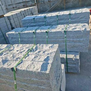 朝阳芝麻白自然面整石 坐凳